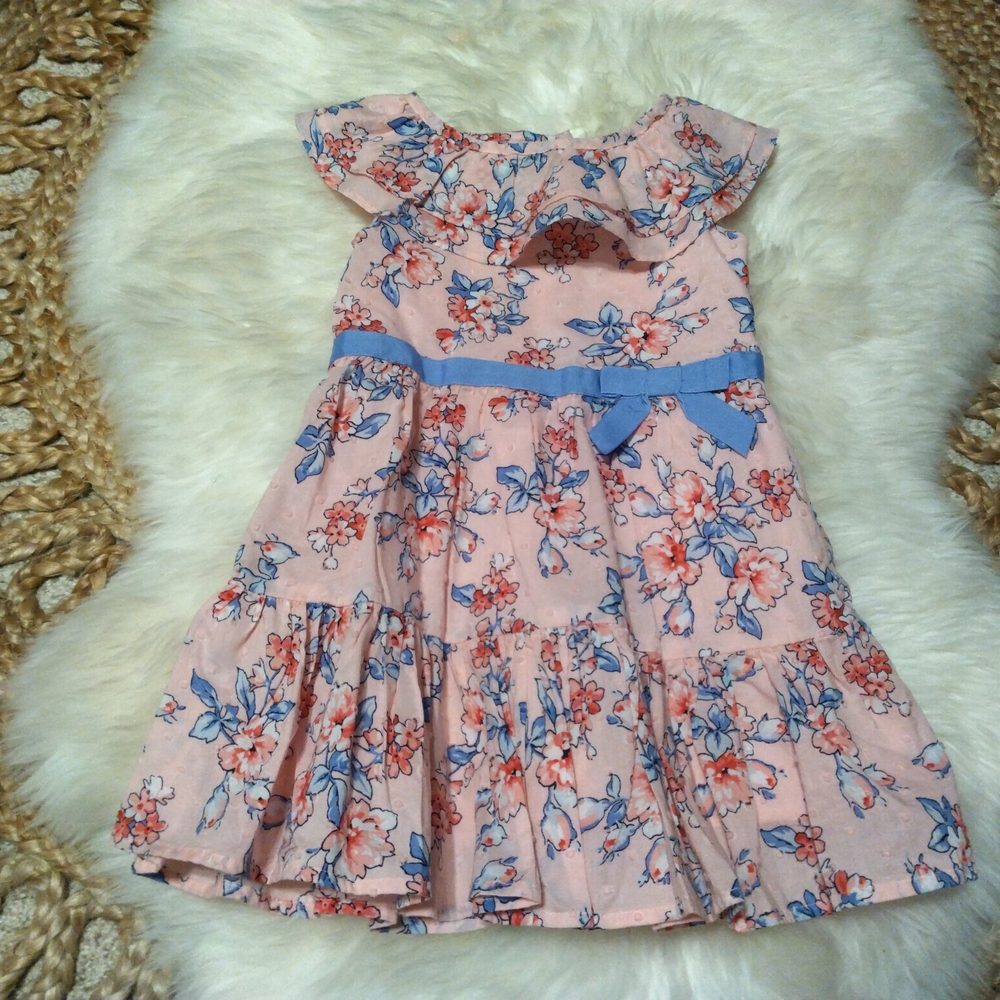 Floral Pink and Blue Kids Dress